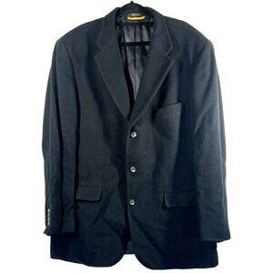 Bill Blass Black Label Men's Camel Hair Jacket 44L Black‎ Button Blazer Ventless